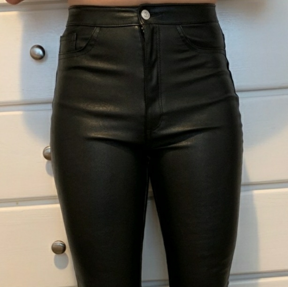 H&M high waist leather pants
